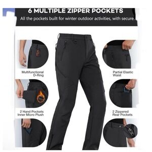 Stlight Men's Softshell‎ Snow Ski Pants Water Repellent Fleece Lined Size 38X32